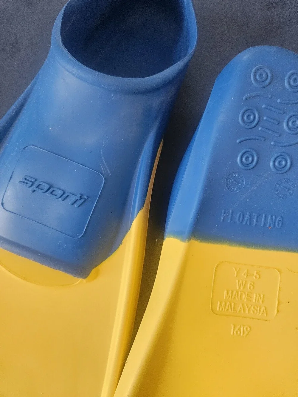 Kids Blue and Yellow Swim Fins - Junior Floating Flippers